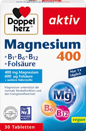Doppelherz Magnesium 400 + Vitamin B1 + B6 + B12 + Acid Folic - 30 Tablet