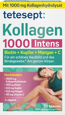 Tetesept Collagen 1.000 Intense with Biotin, Copper, Mangan, Vitamin C - 30 Tablet